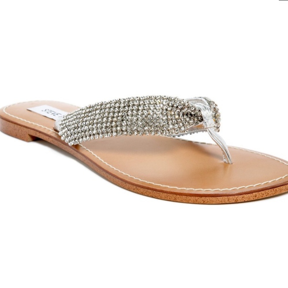 Steve Madden Silver Tan Rhinestone Sandals